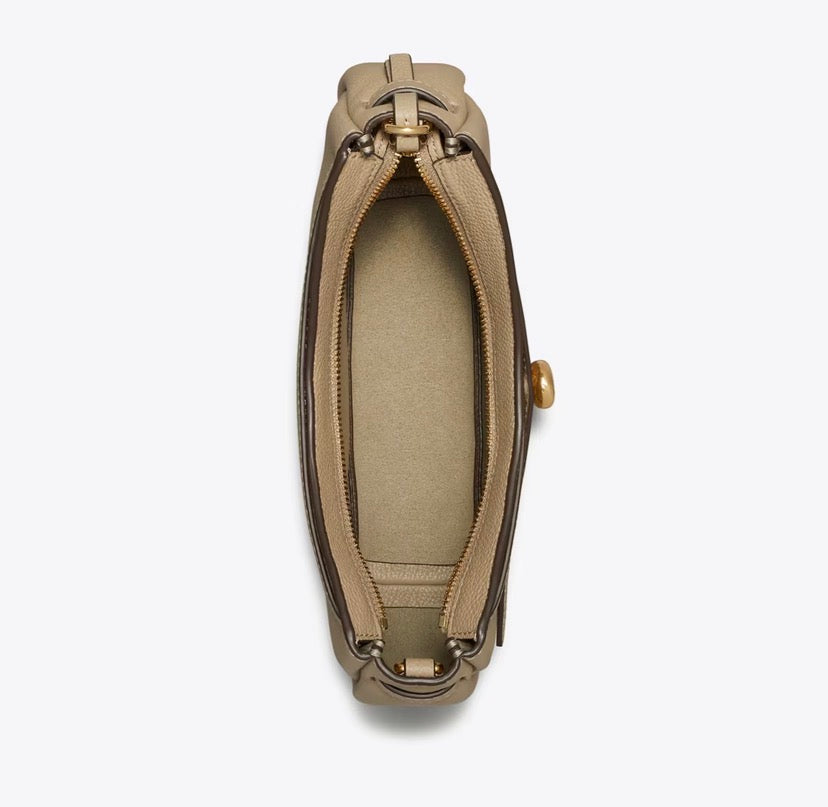 TORY BURCH ROMY ZIP TOP CROSSBODY  -  soft cement