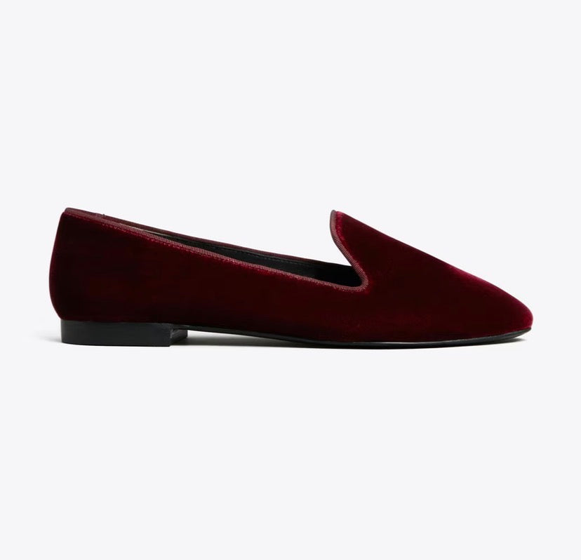 TORY BURCH SMOKING SLIPPER   -  Dark Carmine