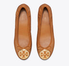 TORY BURCH REVA HEELED BALLET   -   Pecan Praline / Gold