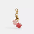 Coach Dice Bag Charm - Gold/Pink Multi