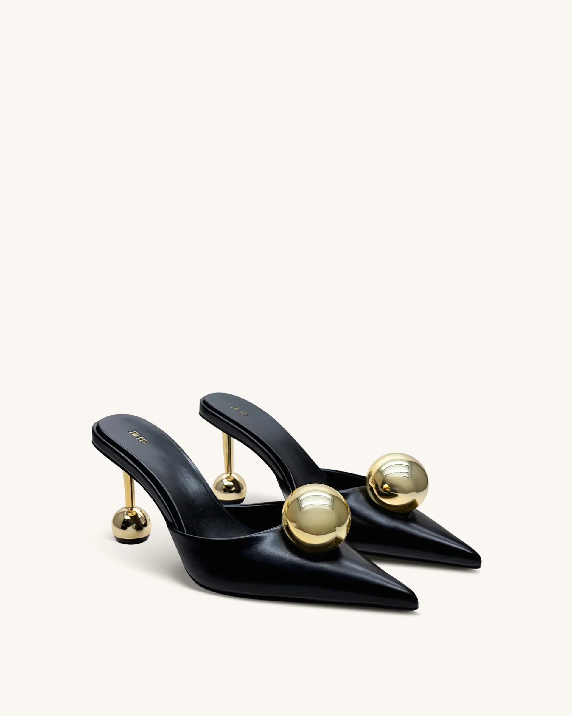 JW PEI Sofia Sphere Heel Mules  -  Black