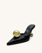 JW PEI Sofia Sphere Heel Mules  -  Black