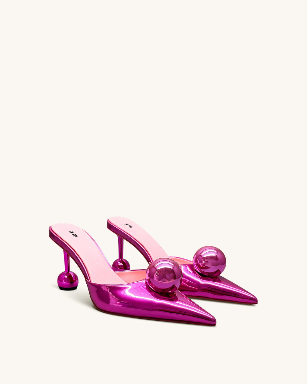 JW PEI Sofia Sphere Heel Mules  -  Rose Red