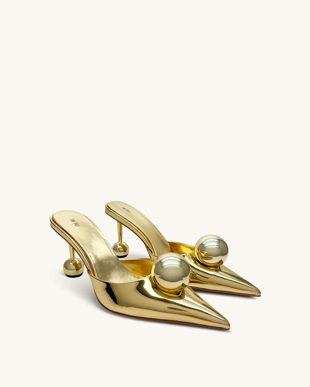 JW PEI Sofia Sphere Heel Mules  -  Gold