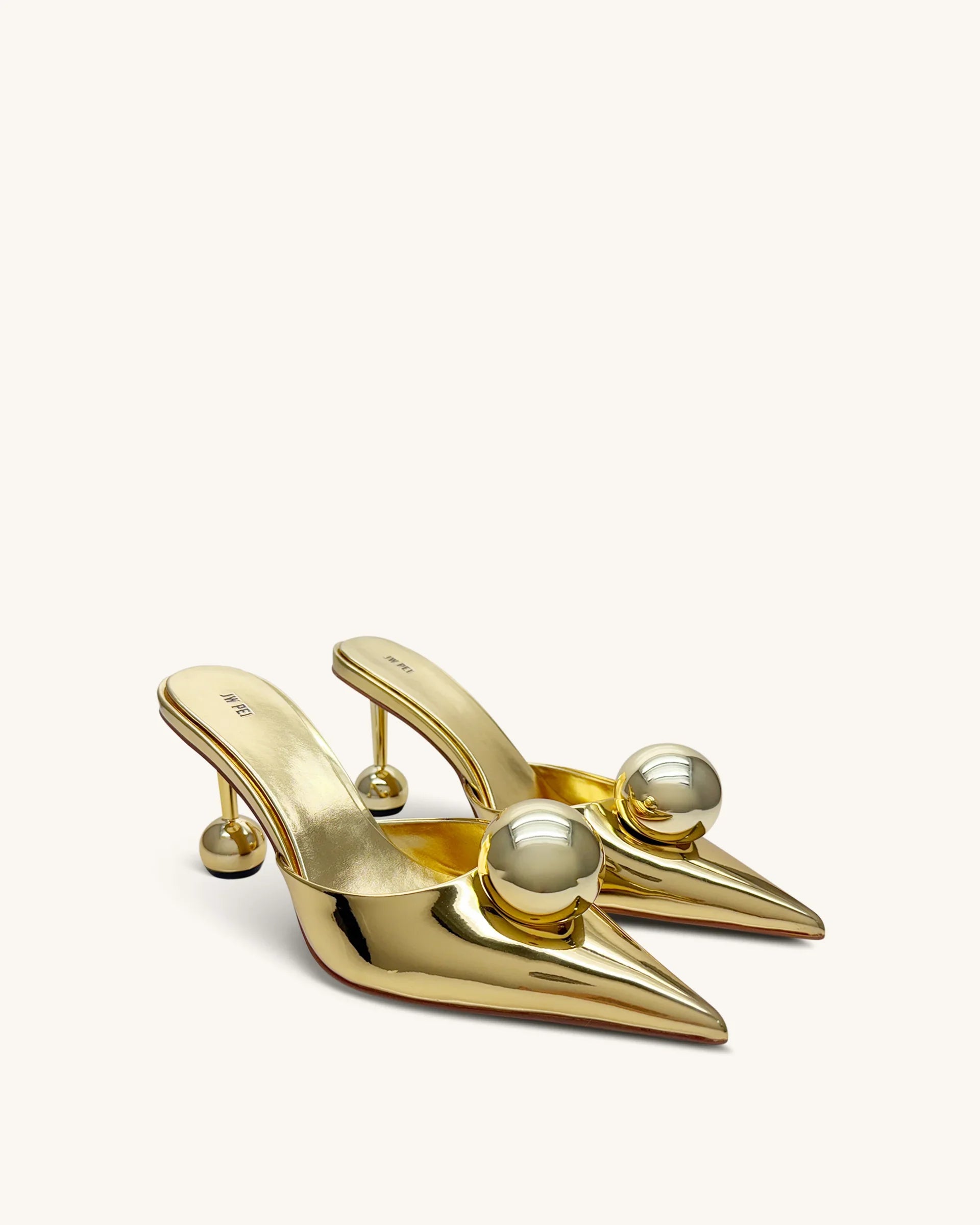 JW PEI Sofia Sphere Heel Mules  -  Gold