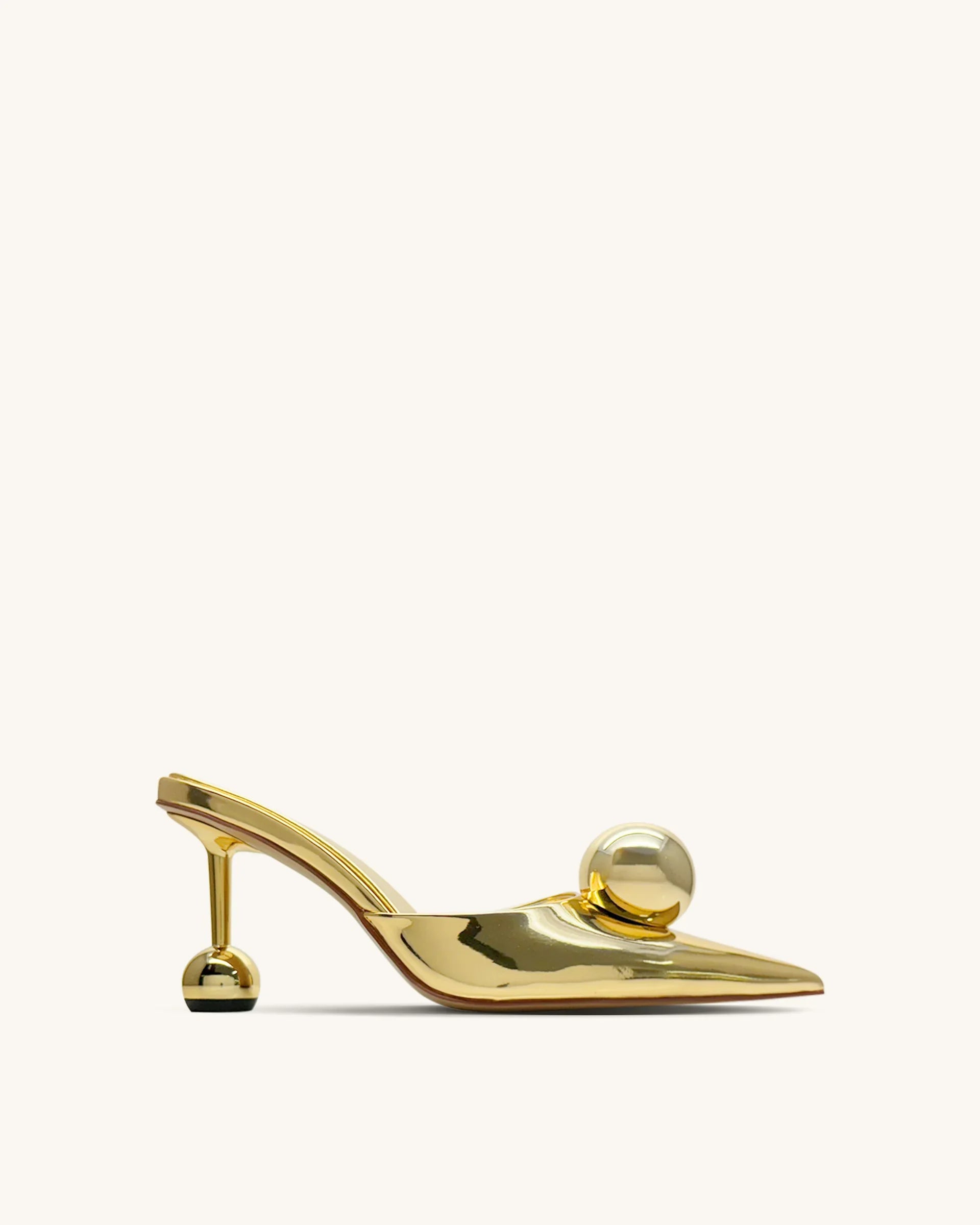 JW PEI Sofia Sphere Heel Mules  -  Gold