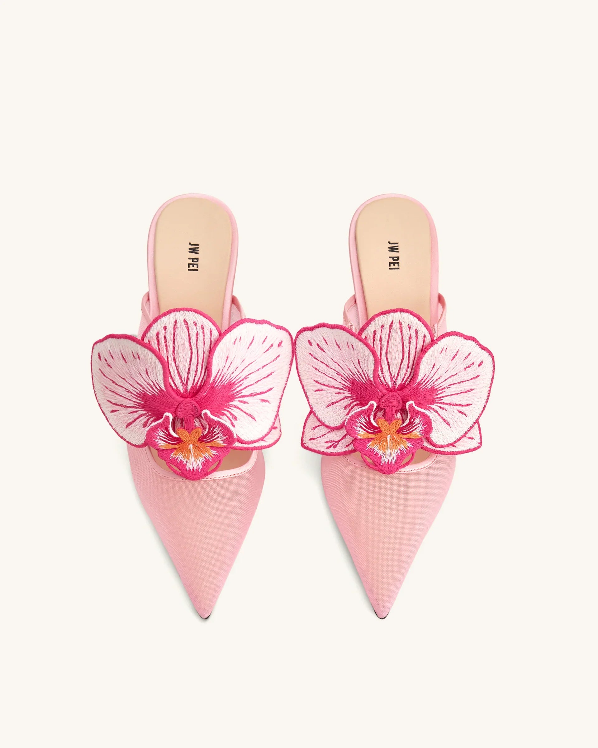 JW PEI Sofia Orchid Sphere Heel Mules  -  Pink