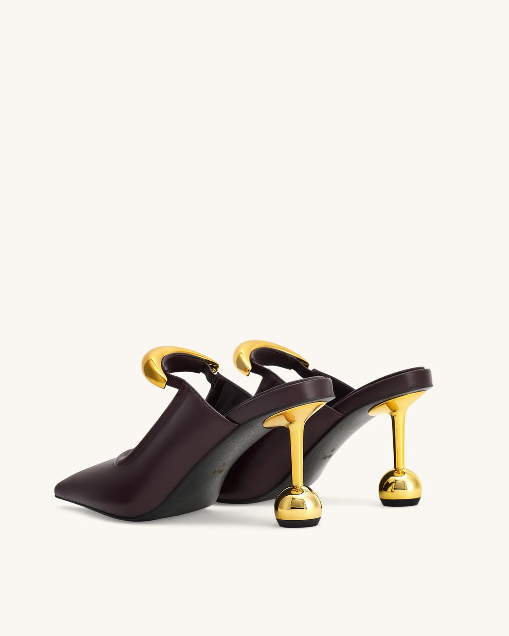 JW PEI Sofia Metal Accent Sphere Heel Mules  -  Deep Burgundy