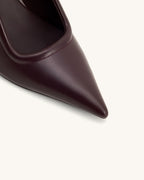 JW PEI Sofia Metal Accent Sphere Heel Mules  -  Deep Burgundy