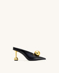 JW PEI Sofia Angled Vamp Heel Mules  -  Black & Gold
