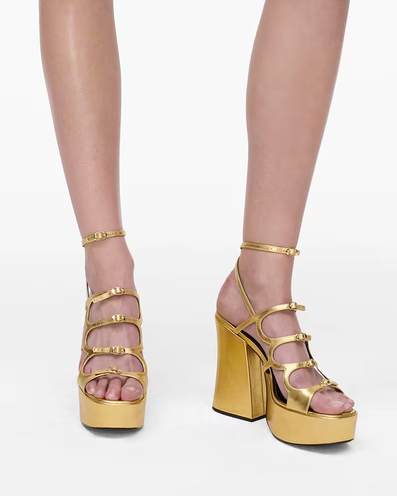 Marc Jacobs The Metallic Leather Kiki Platform Sandal
