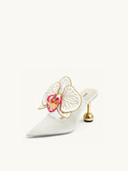 JW PEI Sofia Orchid Sphere Heel Mules   -  White