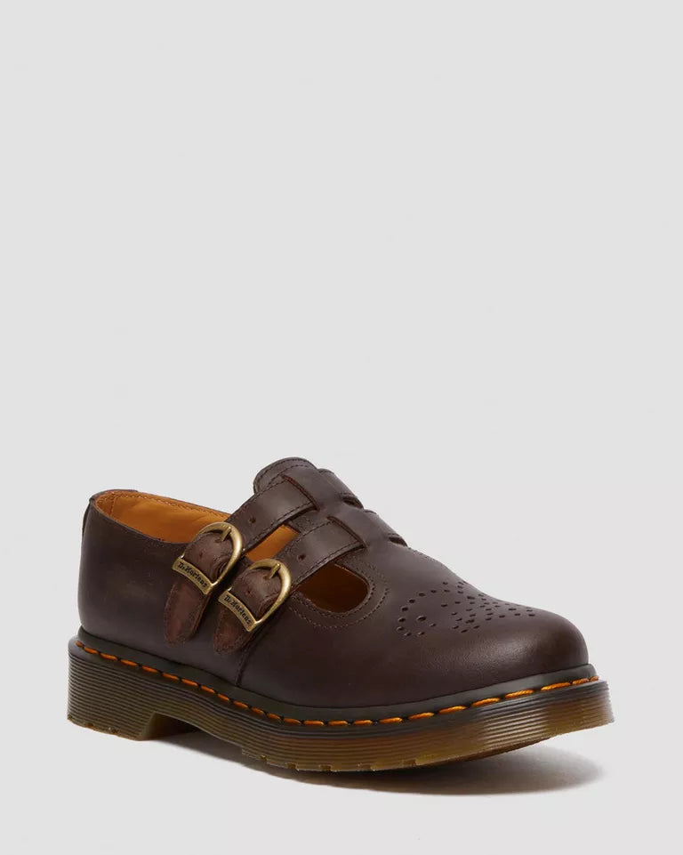Dr. Martens 8065 Crazy Horse Leather Mary Jane Shoes  -  Dark Brown — Crazy Horse