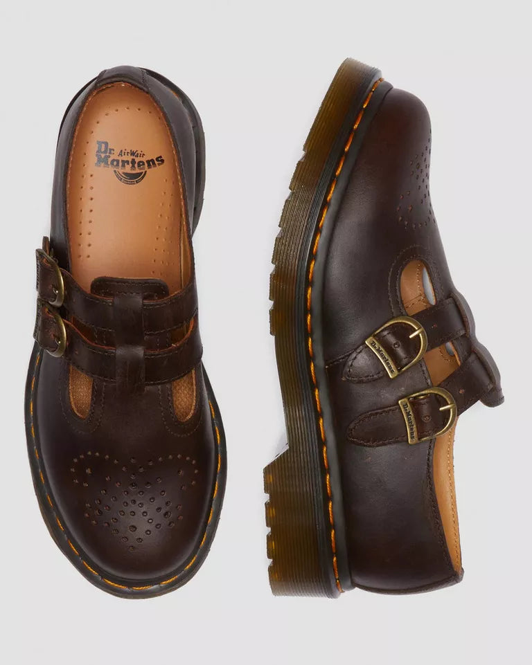 Dr. Martens 8065 Crazy Horse Leather Mary Jane Shoes  -  Dark Brown — Crazy Horse