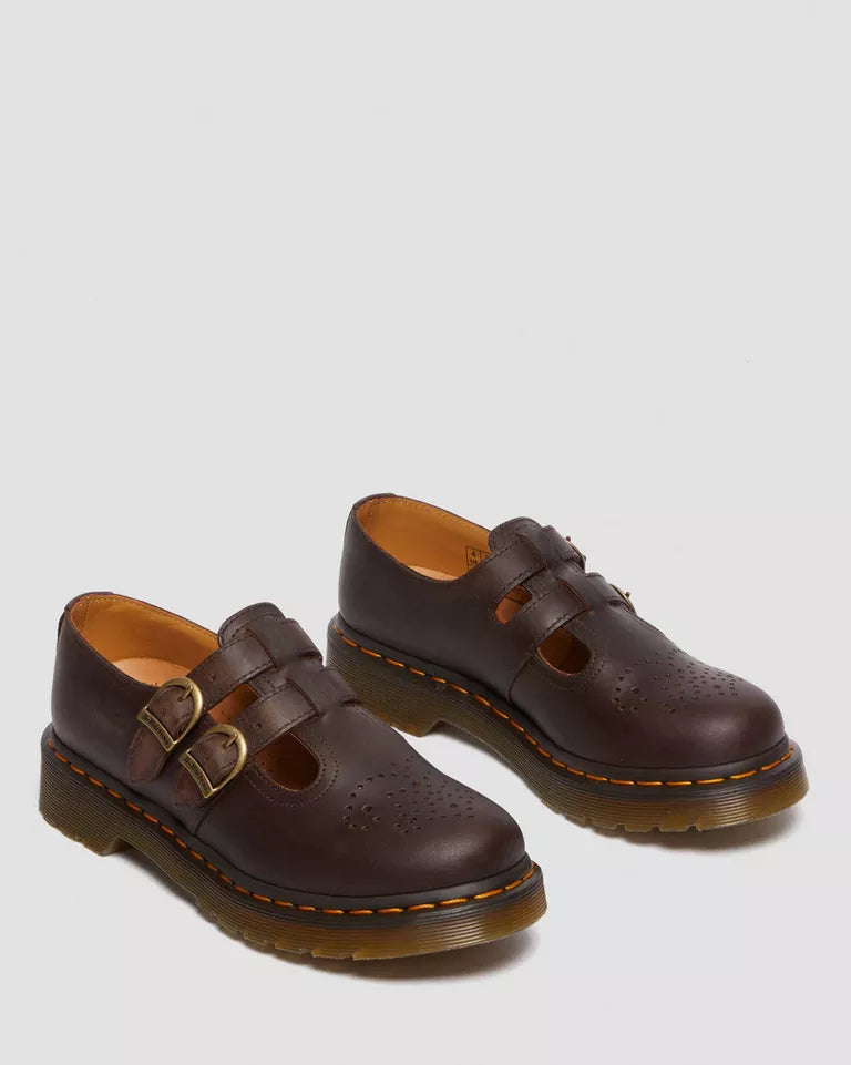 Dr. Martens 8065 Crazy Horse Leather Mary Jane Shoes  -  Dark Brown — Crazy Horse