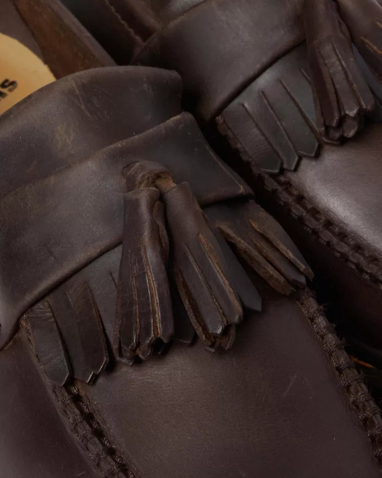 Dr. Martens Adrian Crazy Horse Leather Tassel Loafers  -  Dark Brown — Crazy Horse