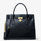 Michael Kors Hamilton Moderne Large Leather Satchel-DRESS BLUES