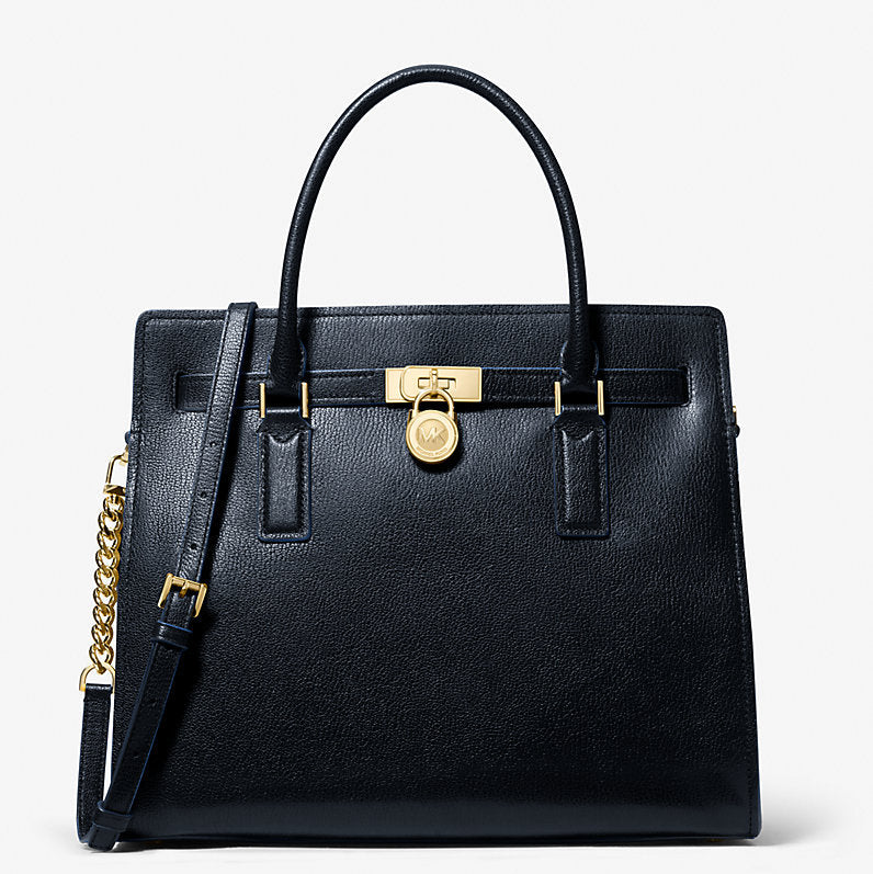 Michael Kors Hamilton Moderne Large Leather Satchel-DRESS BLUES