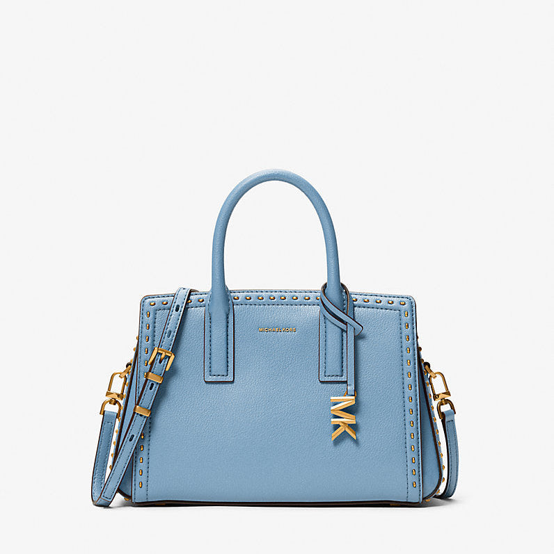 Michael Kors Laila Small Studded Leather Satchel- CHAMBRAY