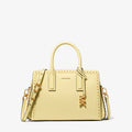 Michael Kors Laila Small Studded Leather Satchel-LEMON
