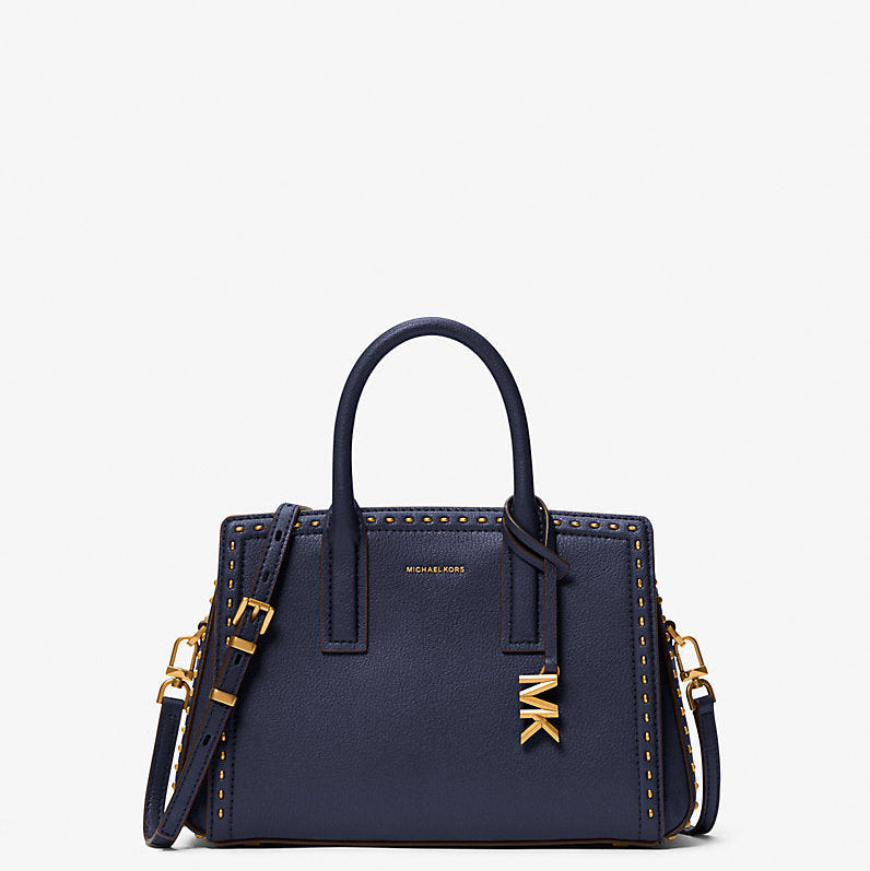Michael Kors Laila Small Studded Leather Satchel- DRESS BLUES