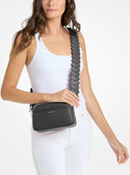 Michael Kors Jet Set Small Leather and Heart Embellished Strap Camera Crossbody Bag-BLACK