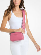 Michael Kors Jet Set Small Leather and Heart Embellished Strap Camera Crossbody Bag- ROSEWOOD