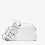 Michael Kors Jet Set Small Leather and Heart Embellished Strap Camera Crossbody Bag-  OPTIC WHITE