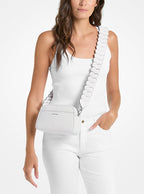 Michael Kors Jet Set Small Leather and Heart Embellished Strap Camera Crossbody Bag-  OPTIC WHITE