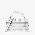 Michael Kors Jana Extra-Small Studded Leather Crossbody Bag-OPTIC WHITE