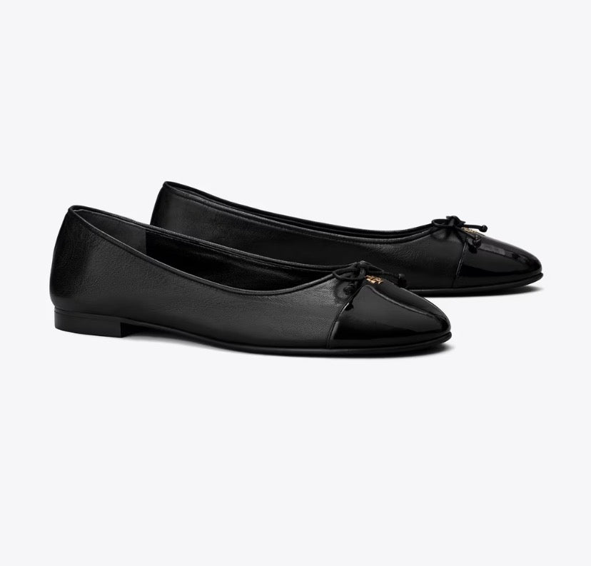 TORY BURCH CAP-TOE BALLET   -    Perfect Black