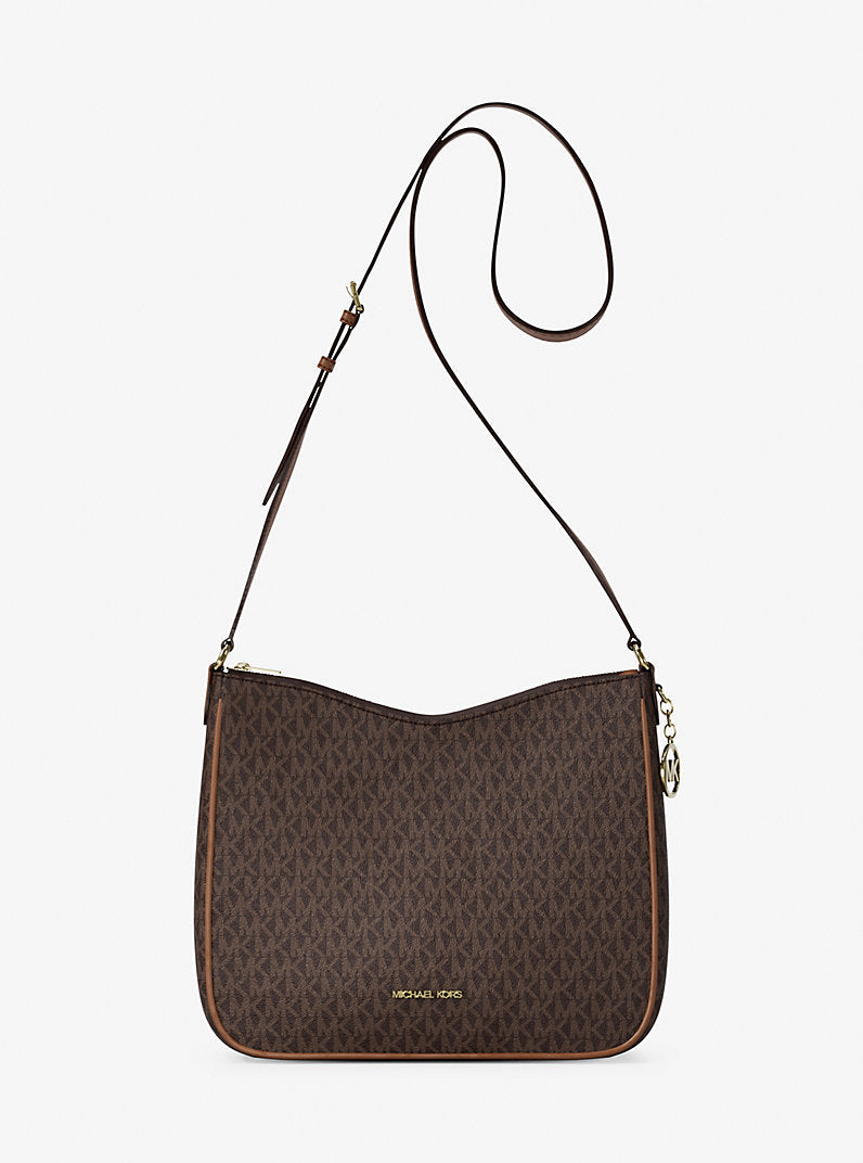 Michael Kors Nayla Medium Signature Logo Messenger Bag-BROWN