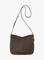 Michael Kors Nayla Medium Signature Logo Messenger Bag-BROWN