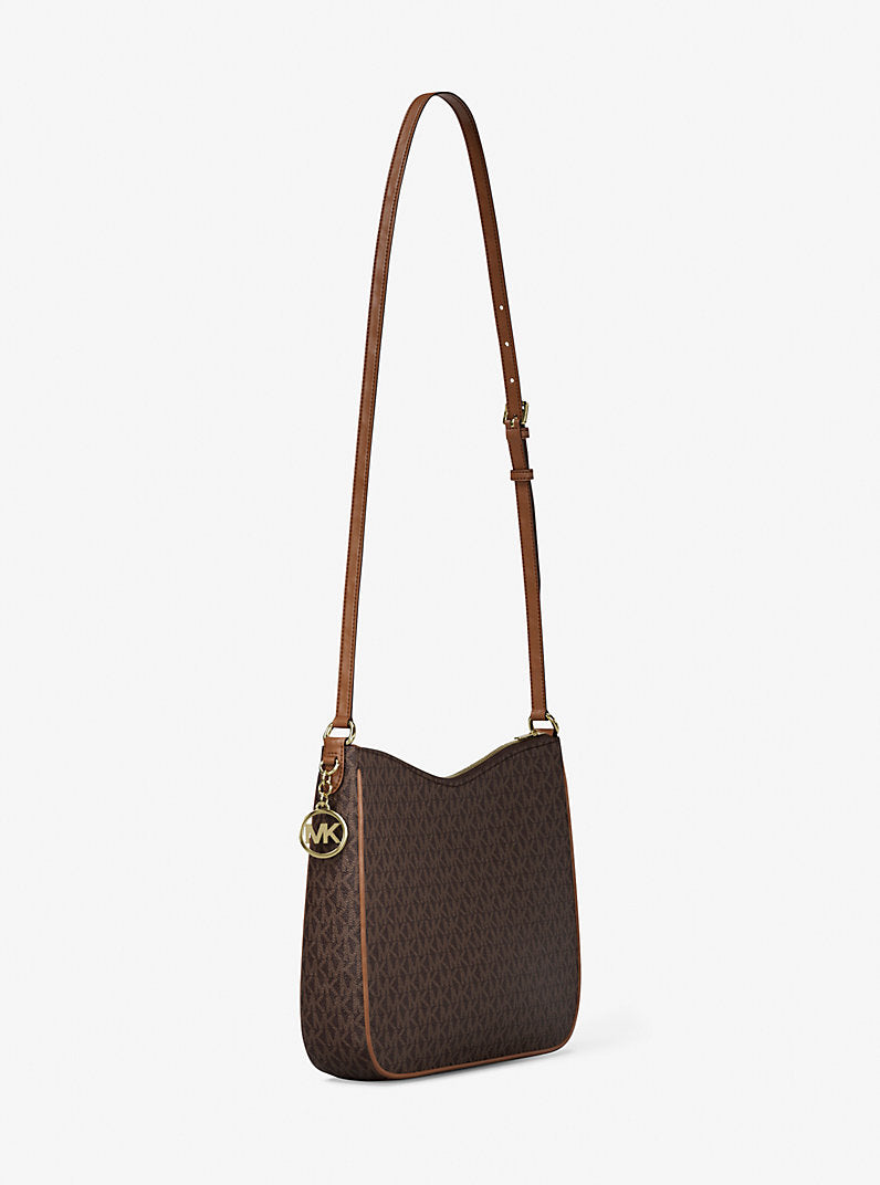Michael Kors Nayla Medium Signature Logo Messenger Bag-BROWN
