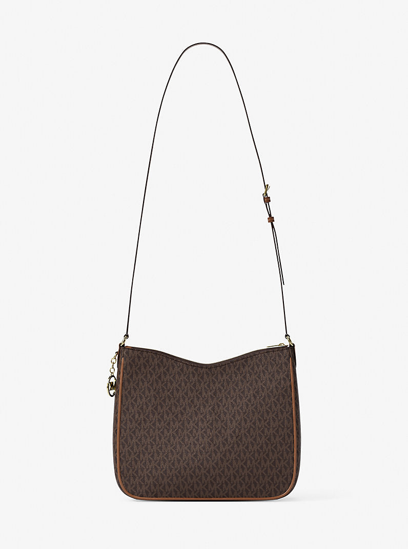 Michael Kors Nayla Medium Signature Logo Messenger Bag-BROWN