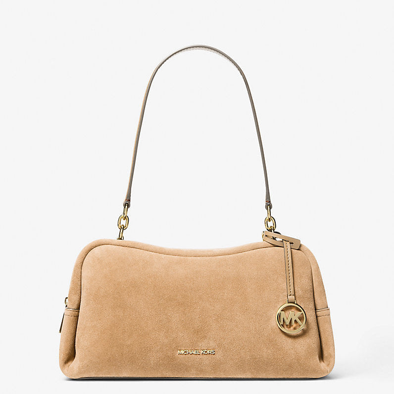 Michael Kors Cecily Medium Suede Shoulder Bag-CAMEL