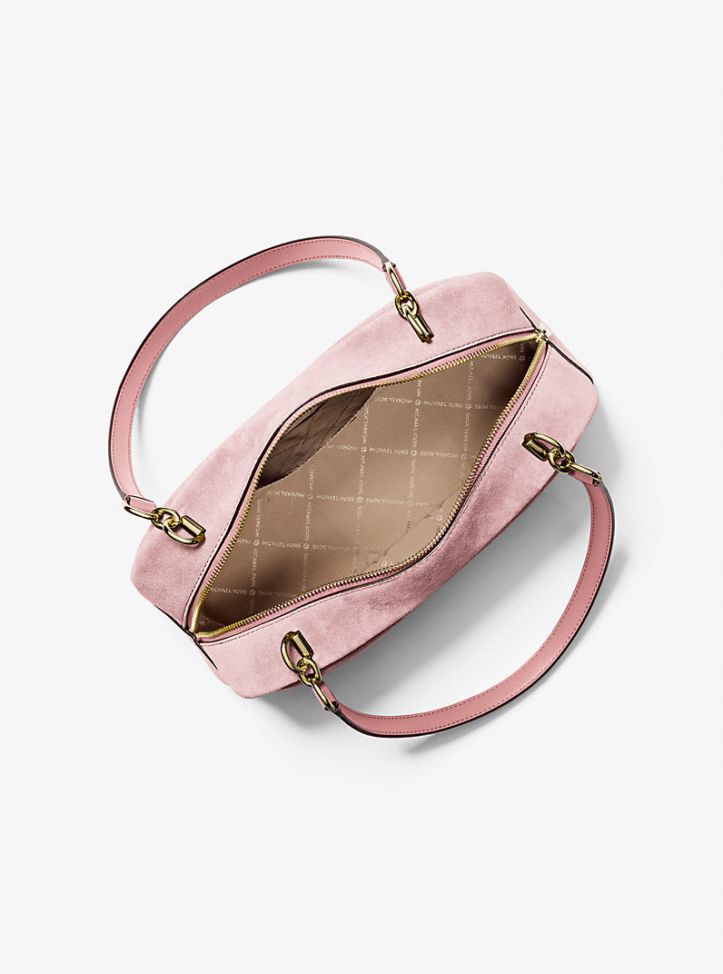 Michael Kors Cecily Medium Suede Shoulder Bag-POWDER BLUSH