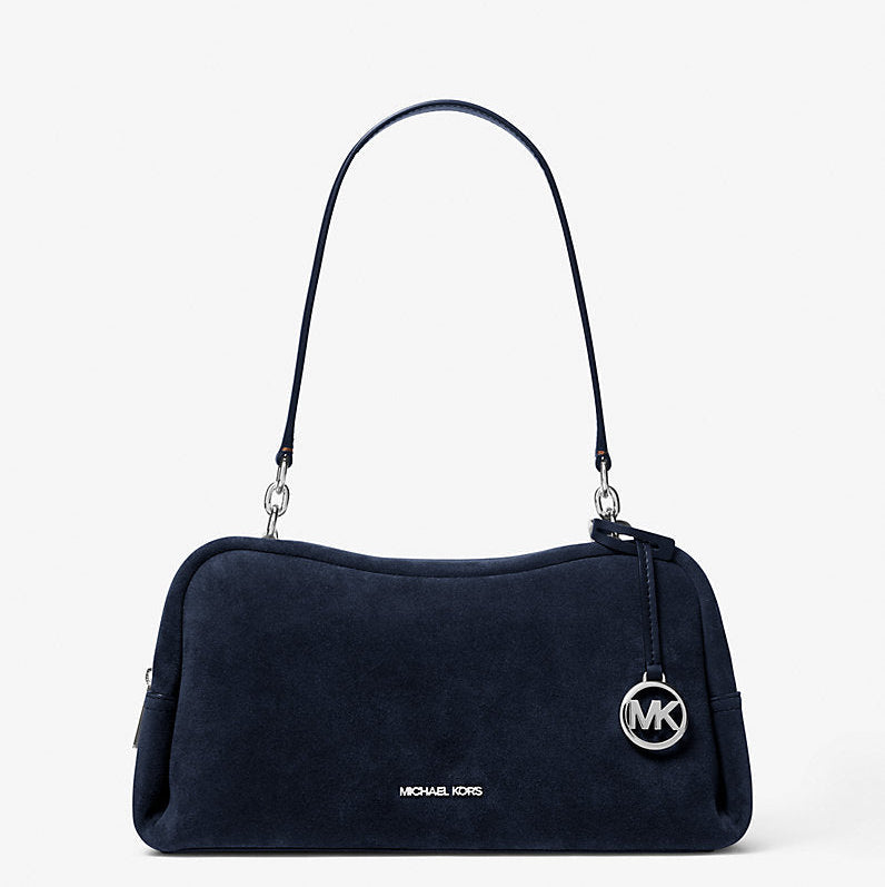 Michael Kors Cecily Medium Suede Shoulder Bag-NAVY