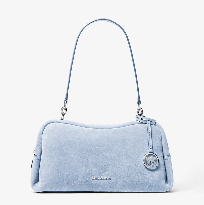 Michael Kors Cecily Medium Suede Shoulder Bag-PALE OCEAN