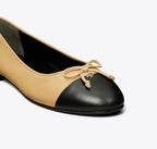 TORY BURCH CAP-TOE BALLET   -   Ginger Shortbread / Perfect Black