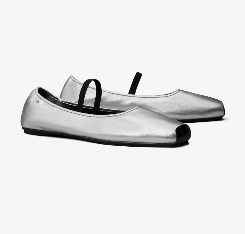 TORY BURCH RUNWAY BALLET   -  Silver / Perfect Black