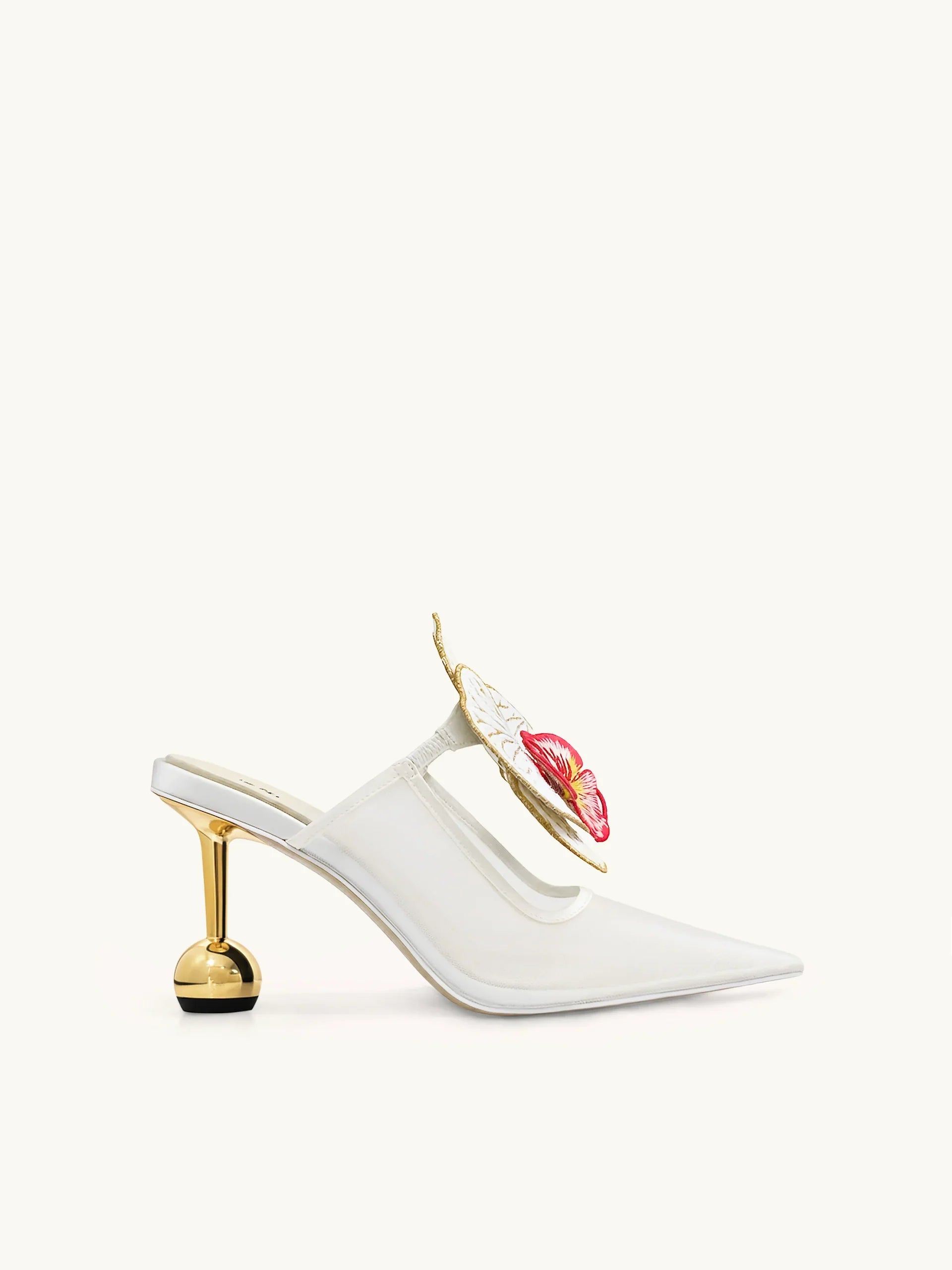 JW PEI Sofia Orchid Sphere Heel Mules   -  White