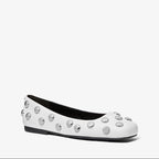 Michael Kors Matilda Studded Leather Ballet Flat-OPTIC WHITE