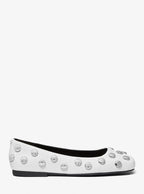 Michael Kors Matilda Studded Leather Ballet Flat-OPTIC WHITE