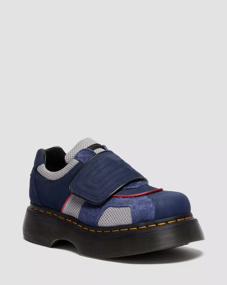Dr. Martens Buzz Strap Mixed Material Shoes  -  Dark Blue & Grey