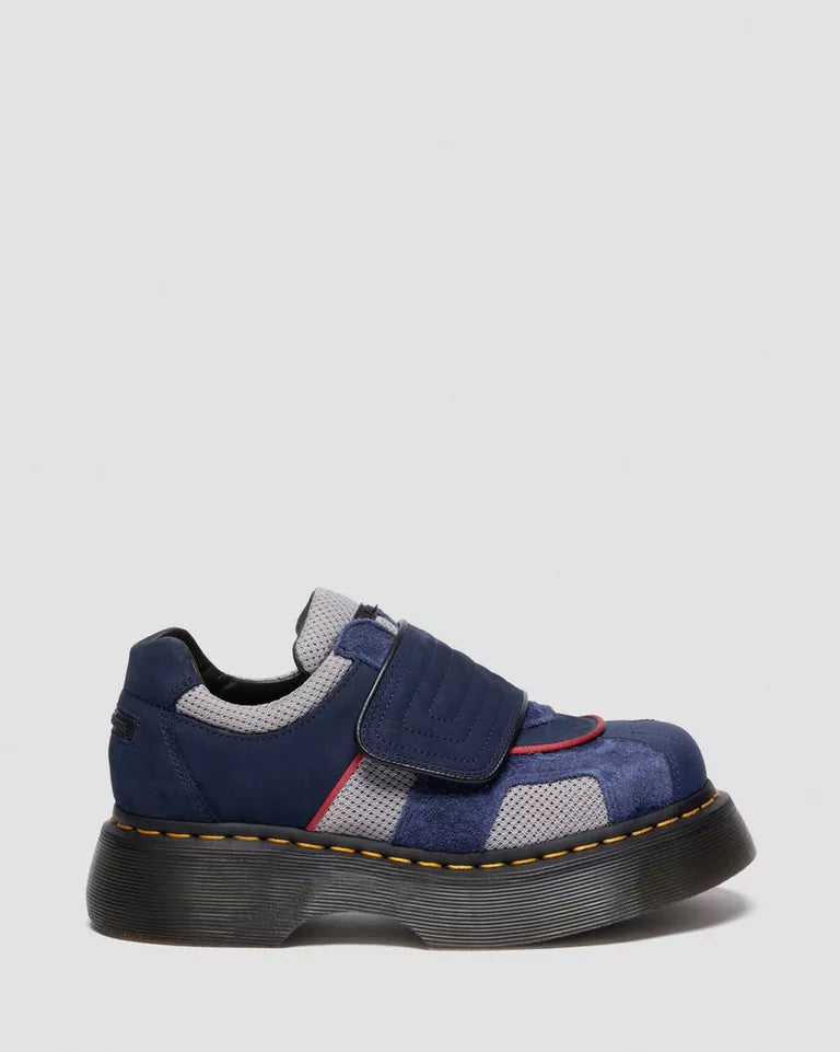 Dr. Martens Buzz Strap Mixed Material Shoes  -  Dark Blue & Grey