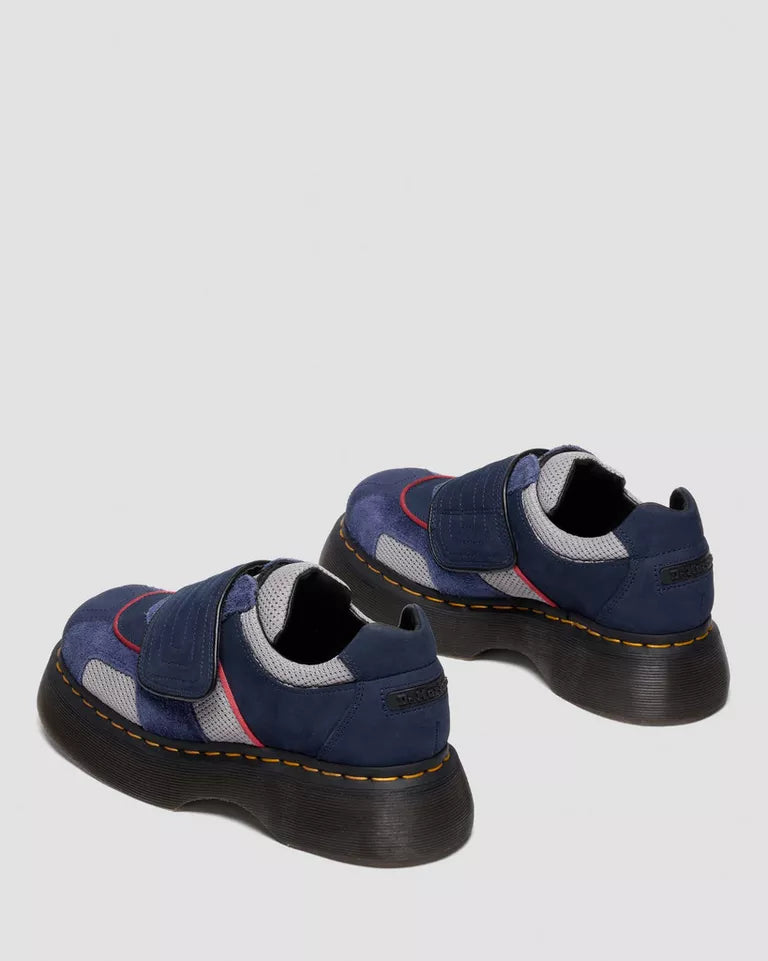 Dr. Martens Buzz Strap Mixed Material Shoes  -  Dark Blue & Grey