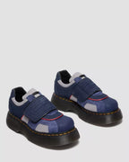 Dr. Martens Buzz Strap Mixed Material Shoes  -  Dark Blue & Grey