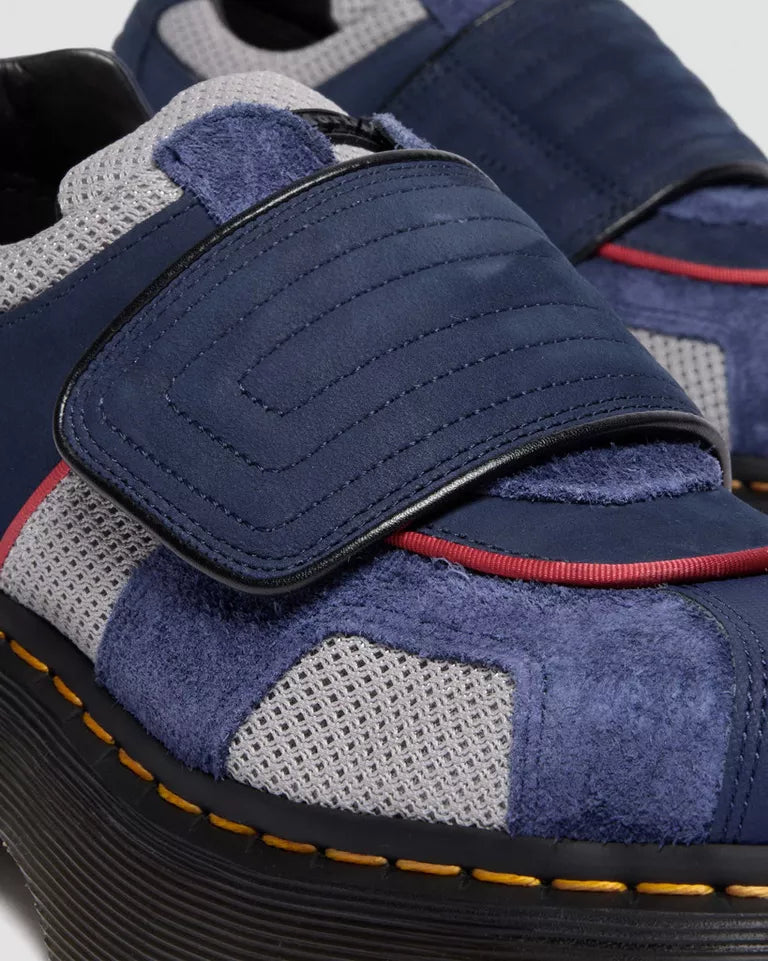 Dr. Martens Buzz Strap Mixed Material Shoes  -  Dark Blue & Grey