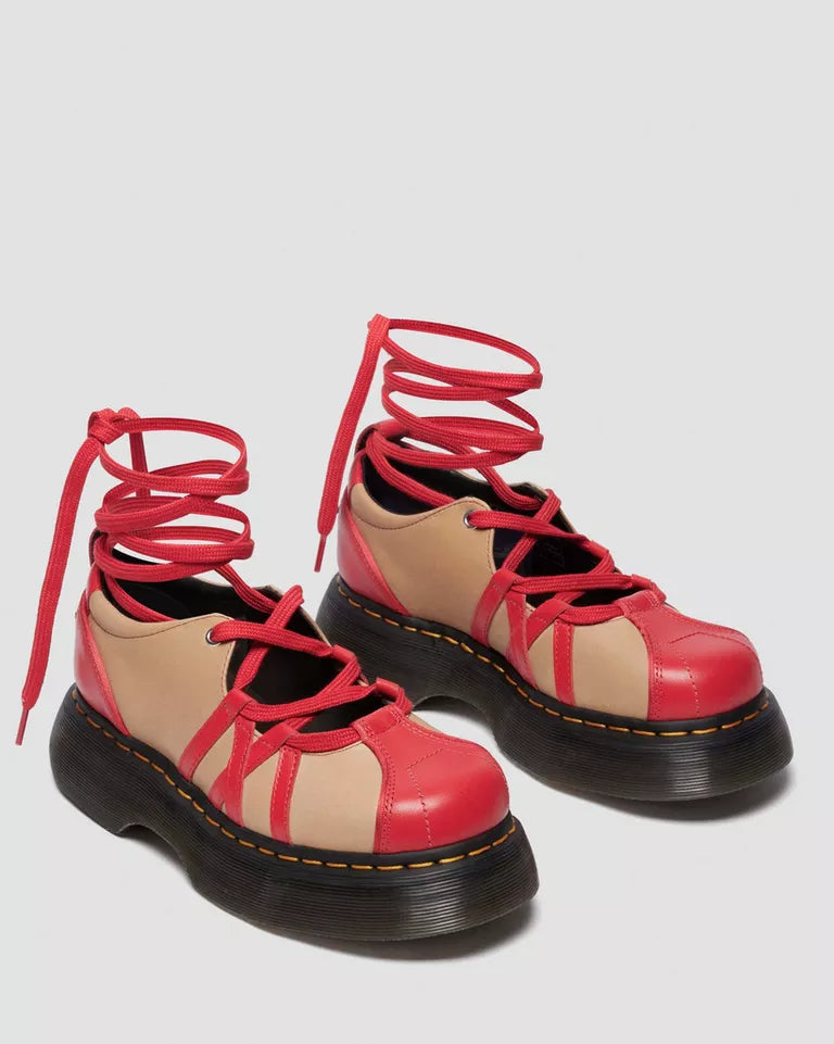 Dr. Martens BUZZ BALLERINA LEATHER SHOES  -  Red